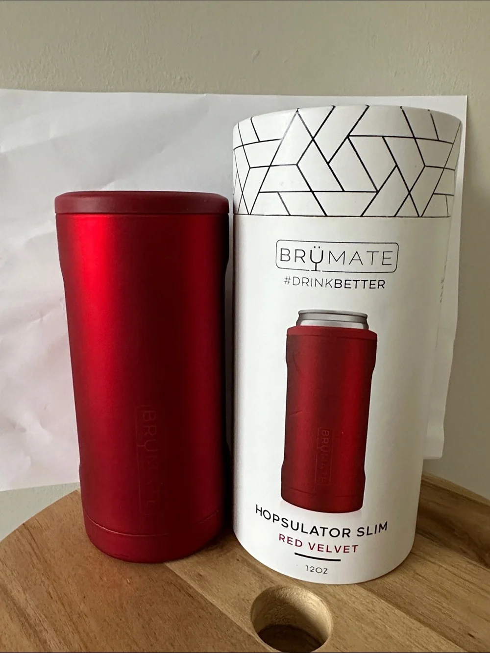 Brumate 12oz Hopsulator Slim Can Cooler in Red Velvet